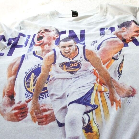 Unisex NBA Golden State Warriors Steph Curry Graphic Photo Double Sided Tee M - Picture 4 of 4